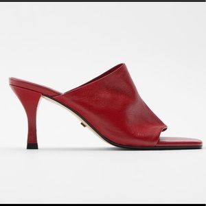 Zara Heeled Soft Leather Square Toe Mules (6-10)